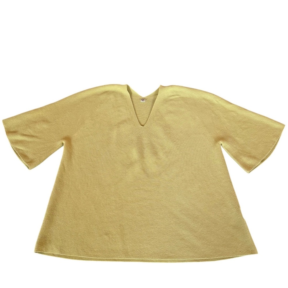 Uniqlo Effortless V Neck 3/4 Sleeve Knit Lime Green Top Women SZ XXL